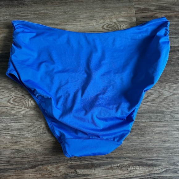 Swim By Cacique Womens High Rise Swimsuit Bikini Bottoms Size 20 Blue Ruched‎ - Picture 5 of 10